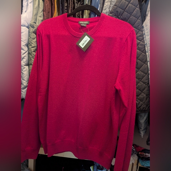 Cashmere Phenix Men's Vibrant Red/Pink Crewneck Sweater